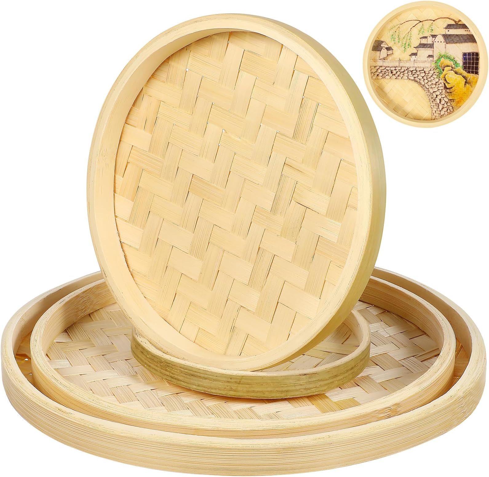 Wickerfield 10 Vintage Round Natural Baboo Bread Basket (9 Inch