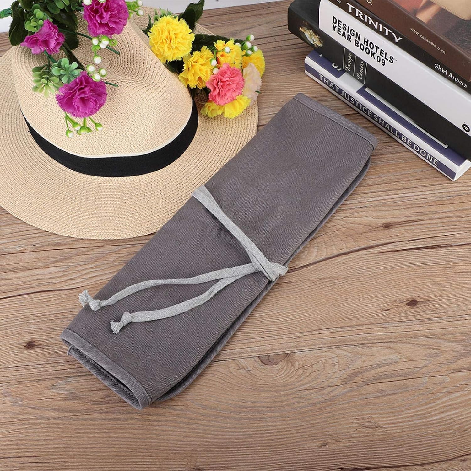 GLOGLOW Storage Organizer Roll-Up Case Bag, Compact Portable Painting Tool Bag Gray Travel Brush Organizer for Artists Art Supplies Home or Studio Use