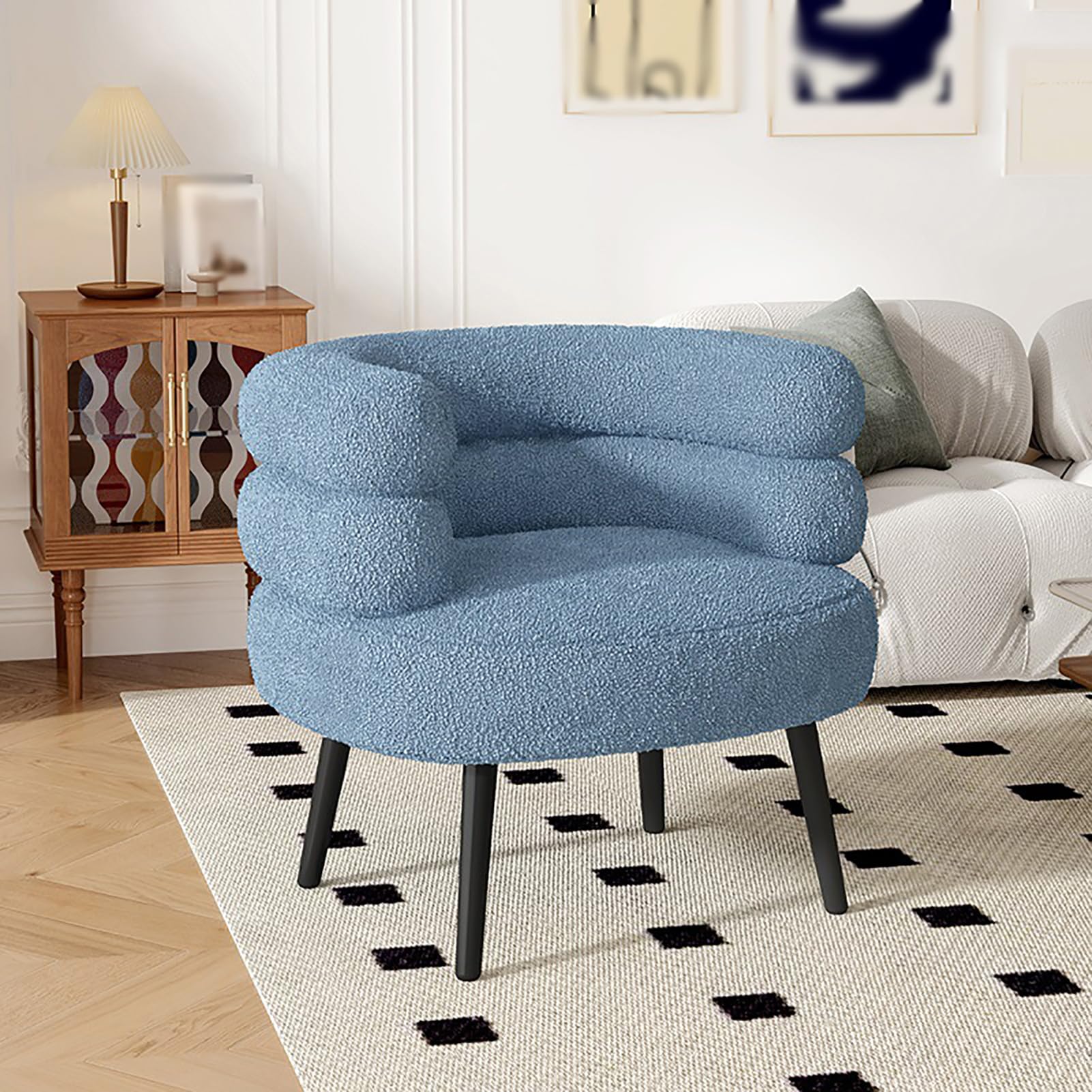 RILOOPChair, Tufted Decorative Single Sofa Fabric Armchair with Legs, Upholstered Reading Chair for Living Room Bedroom Office/C
