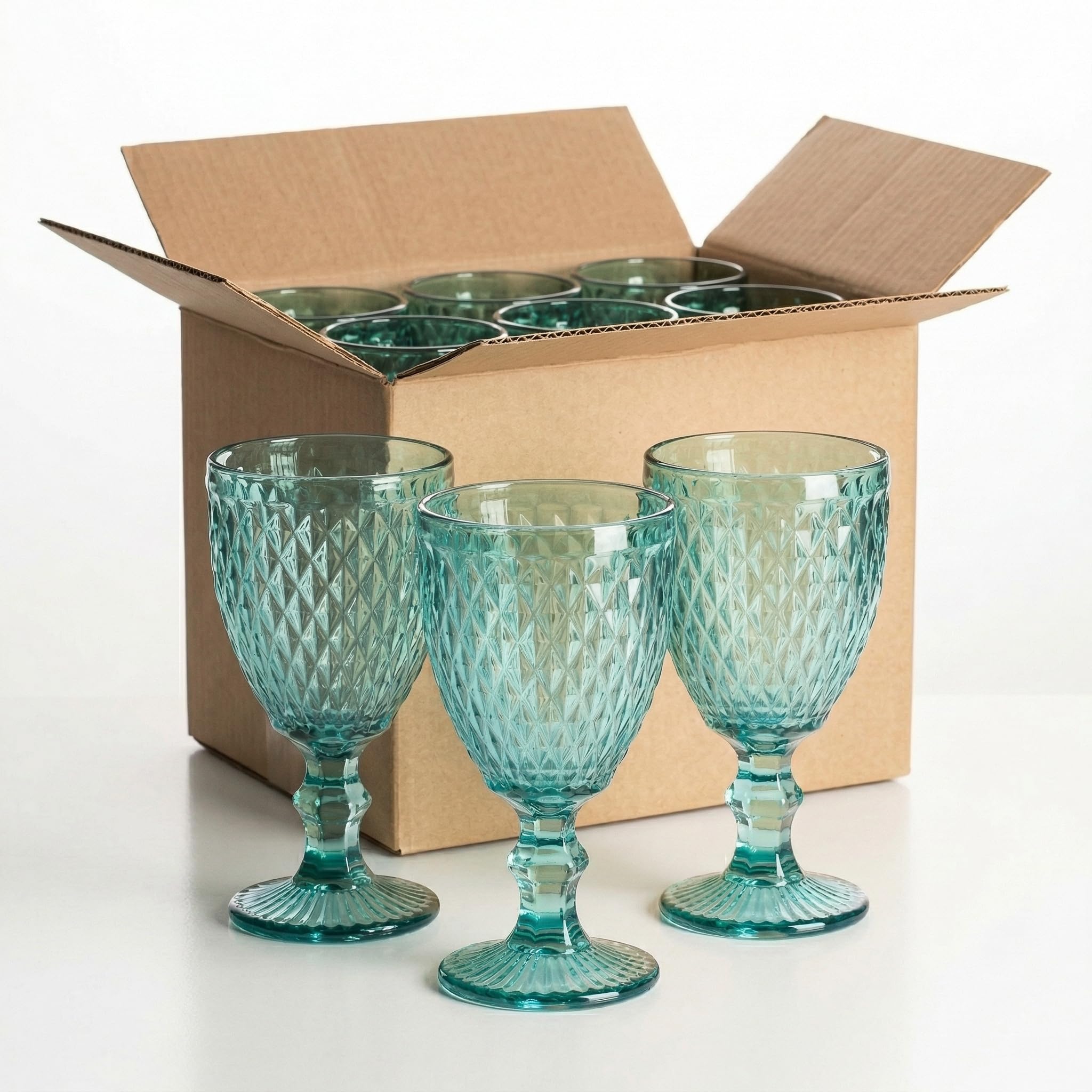 Juego De 48 Copas Azul Cielo. Copa Premium de Cristal Transparente para Fiesta, Boda o Bautizo Original y Resistente. Copa De Vino Personalizada para Cava o Gin Tonic.