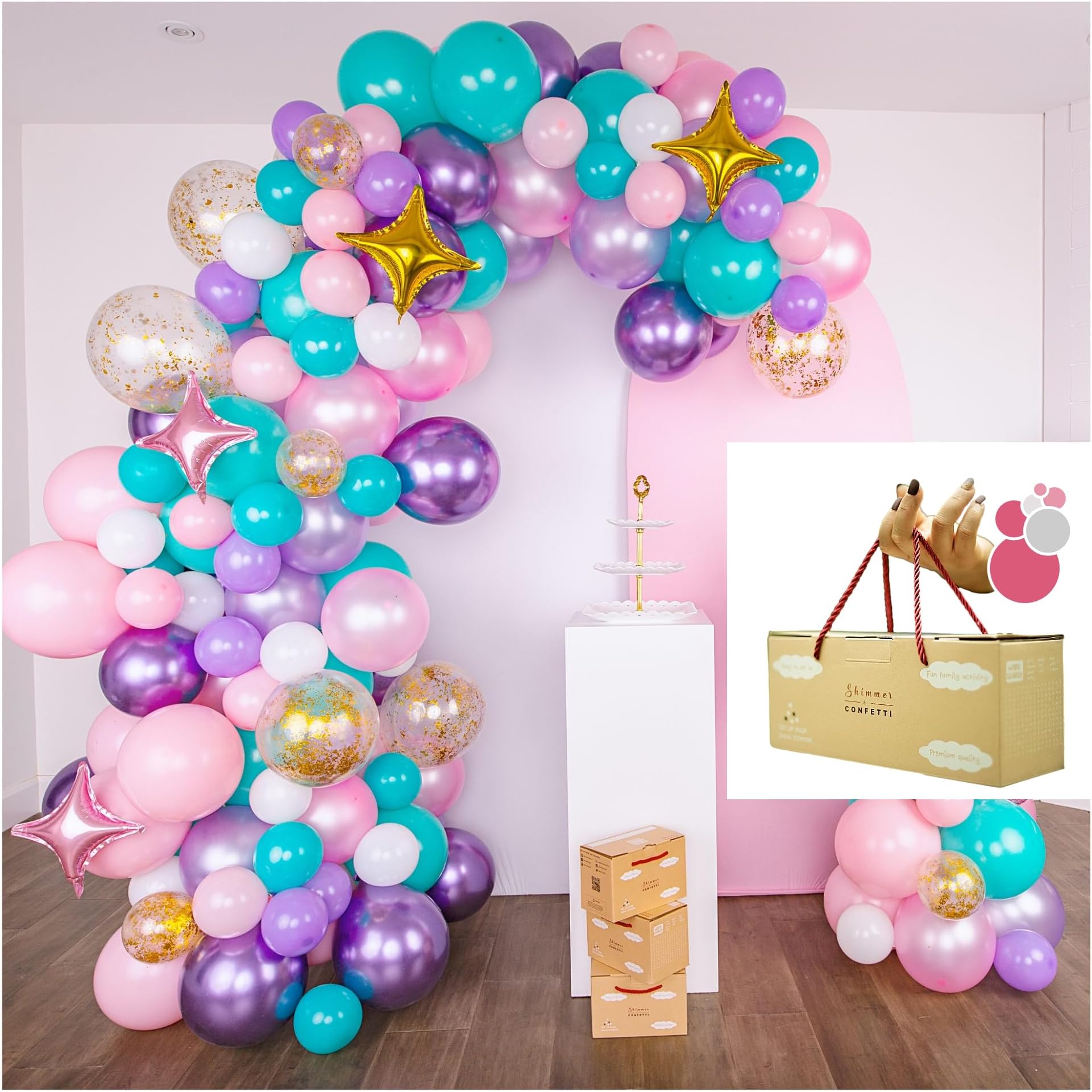 SHIMMER & CONFETTI Unicorn Birthday Decorations for Girls - Unicorn Balloons Arch Garland Kit. Unicorn Stars, Pink Purple Confetti Latex Balloons - Unicorn Birthday Party Supplies