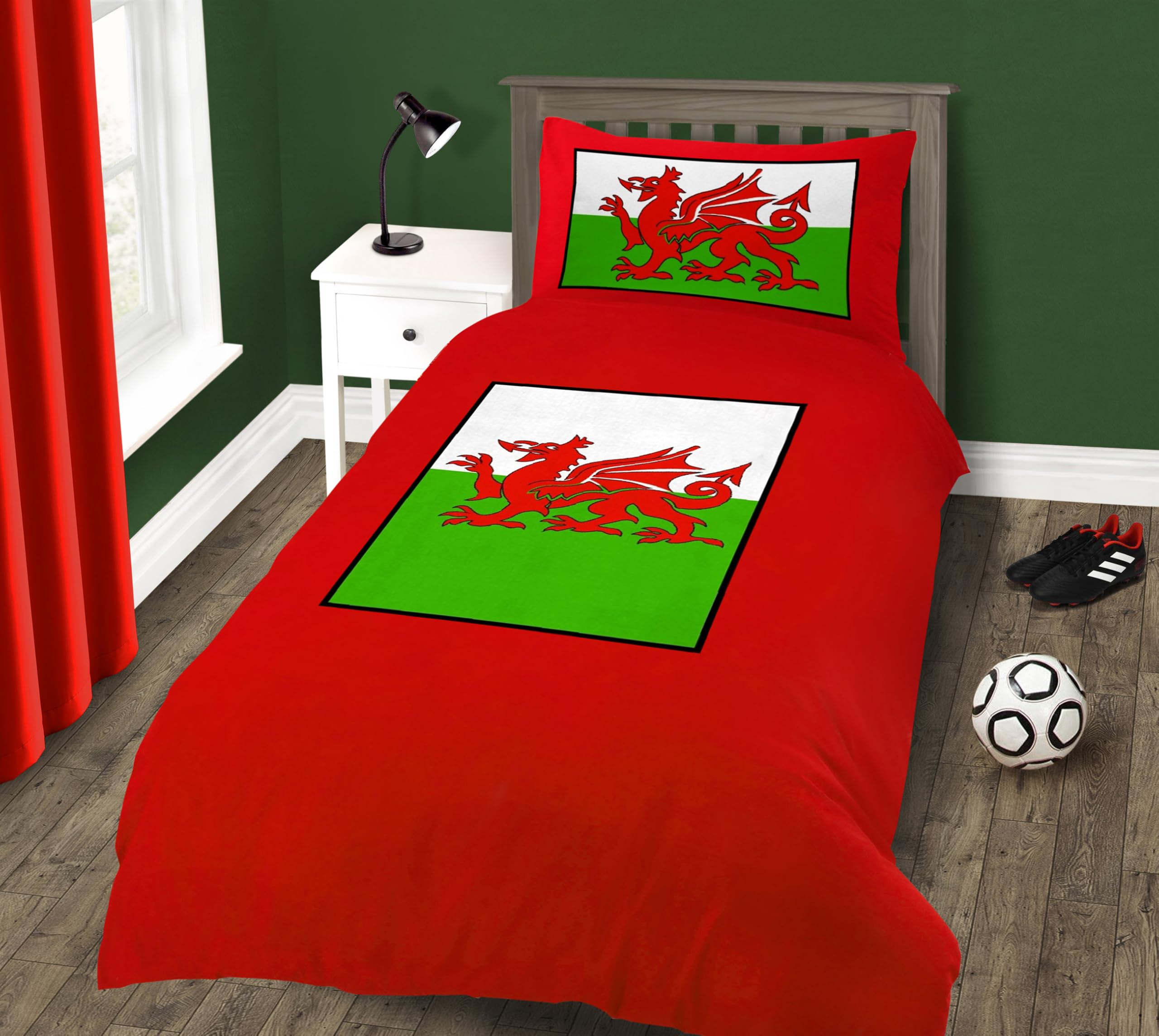 Home Republic Welsh Dragon Quilt Cover Welsh Flag Wales Duvet Cover & Pillowcase Set (Single)