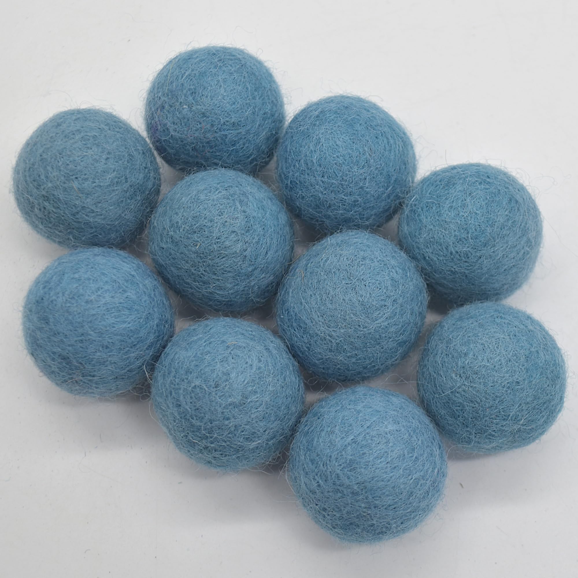 Oriental Direct Dress Blue 100% Wool Felt Balls - 10 Count - 3Cm