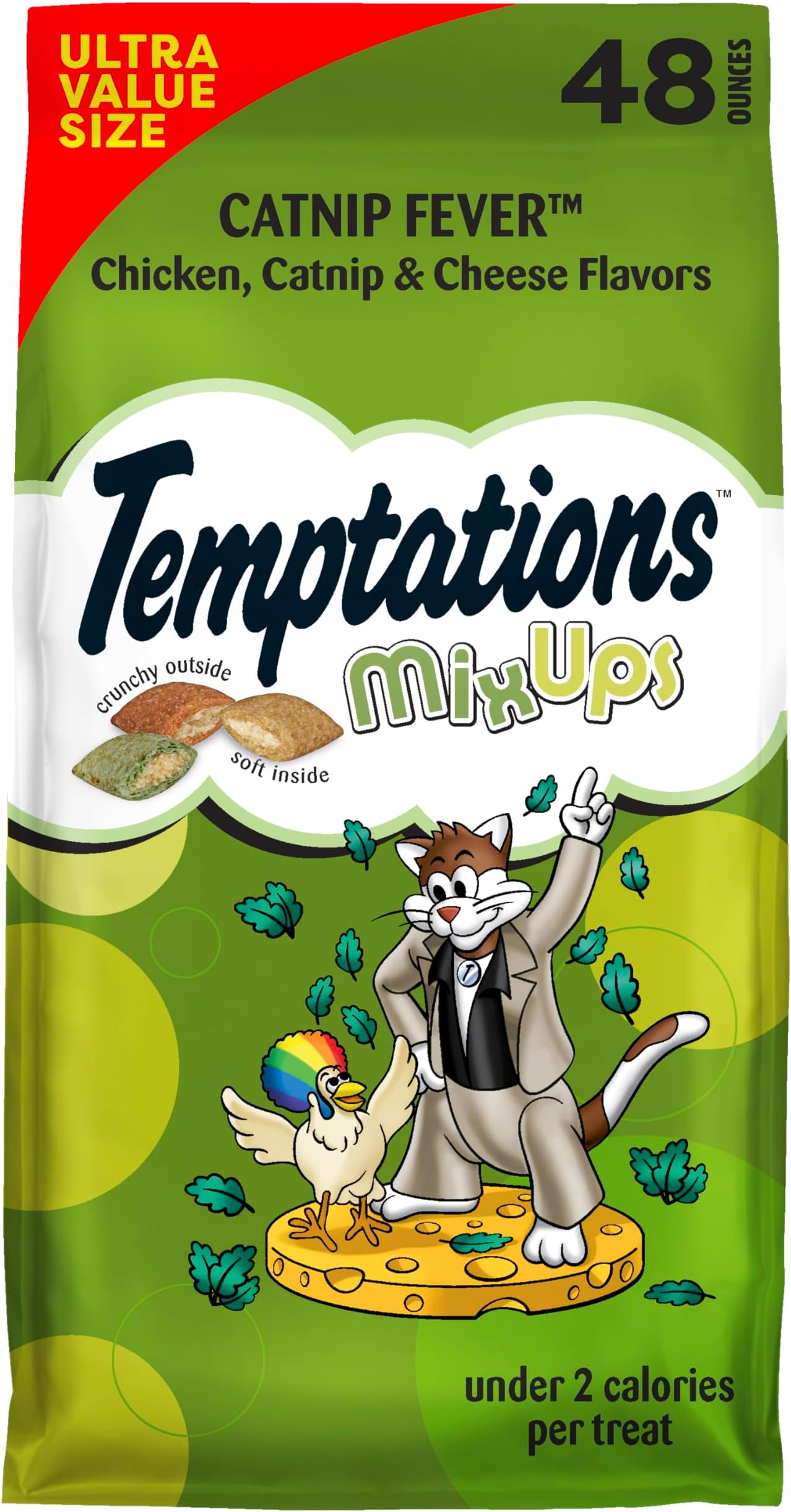 Cat Treats, Classic Crunchy and Soft Cat Treats, Catnip Fever Flavor, Catnip Treats, 48 oz. Bag