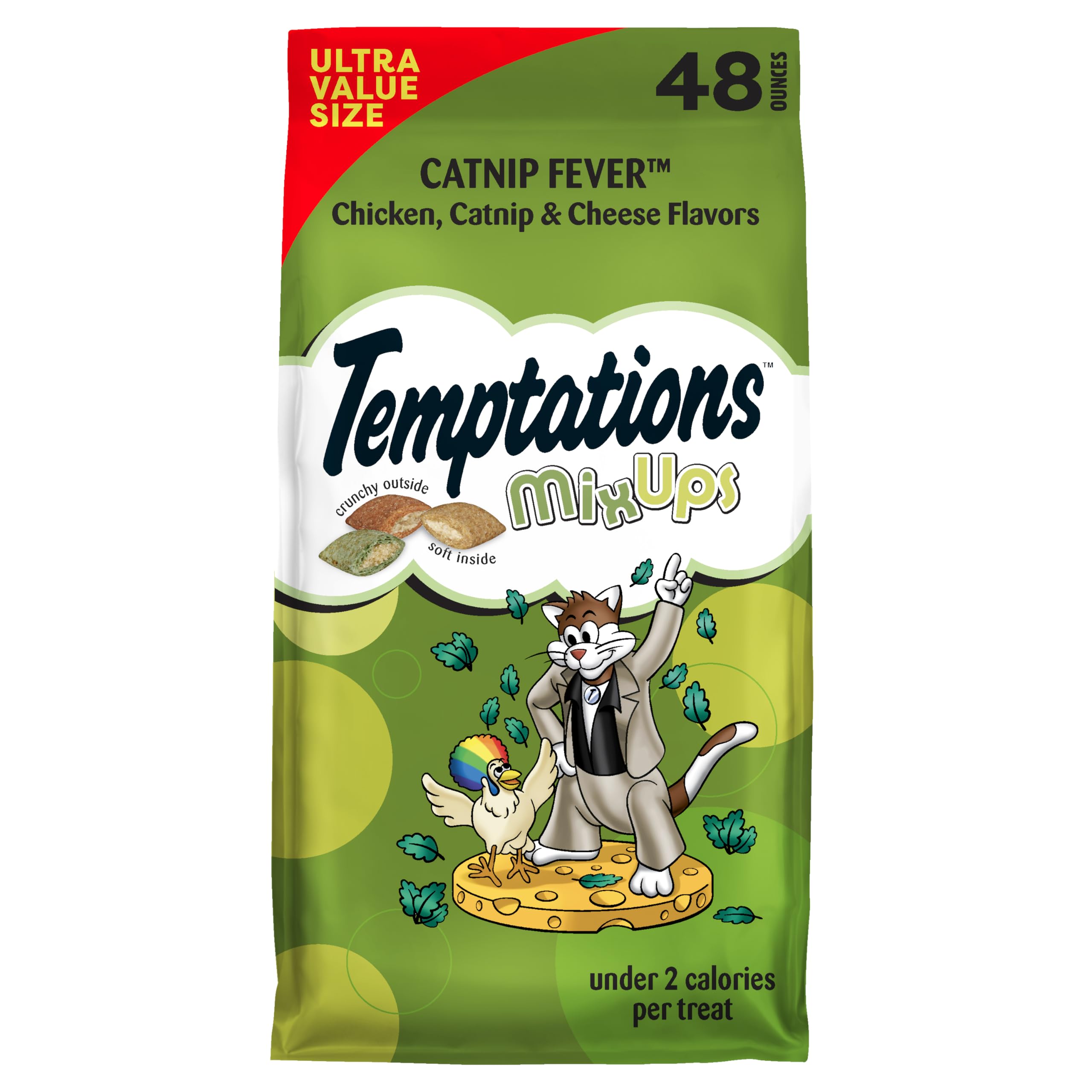 Temptations MixUps Catnip Fever Flavor Crunchy and Soft Cat Treats, 48 oz. Bag