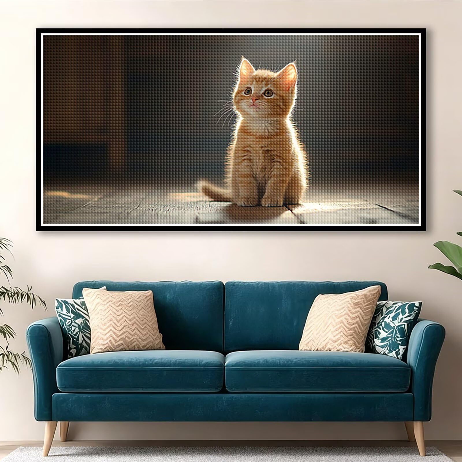 Diamond Painting Adultos Animal Pintura Diamante, Gato Diamond Painting 5D Completo, DIY Cuadrado Cristal Bordado Punto de Cruz Cuadros de Diamantes para Decoracion Hogar, Regalo Mujer 180x90cm 0J-288