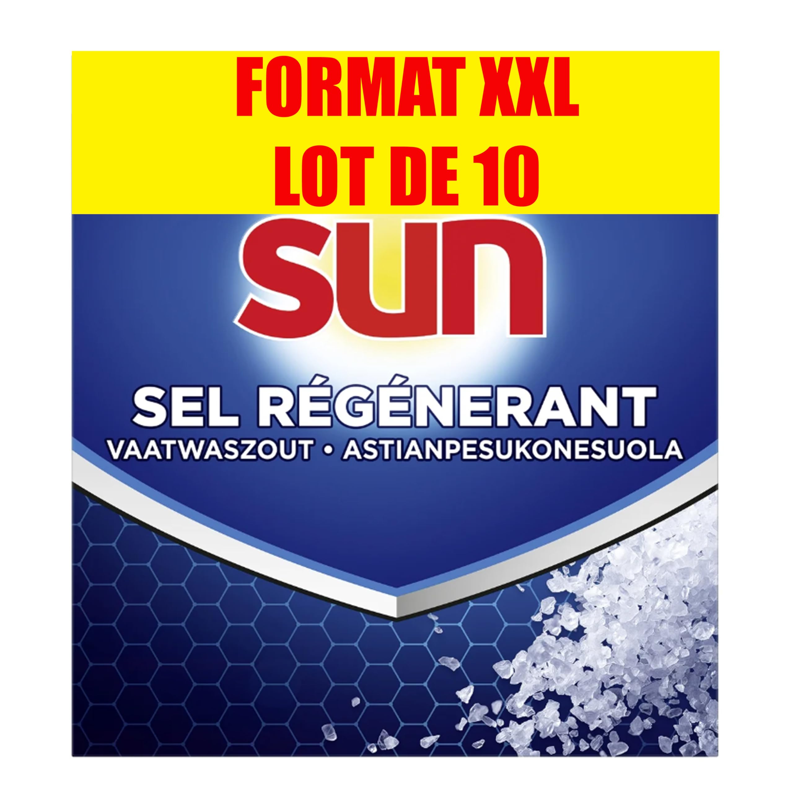 SUN CLASSIC - Sel Regénérant 1Kg pour lave-vaisselle - Lot de 10 - PACK XXL