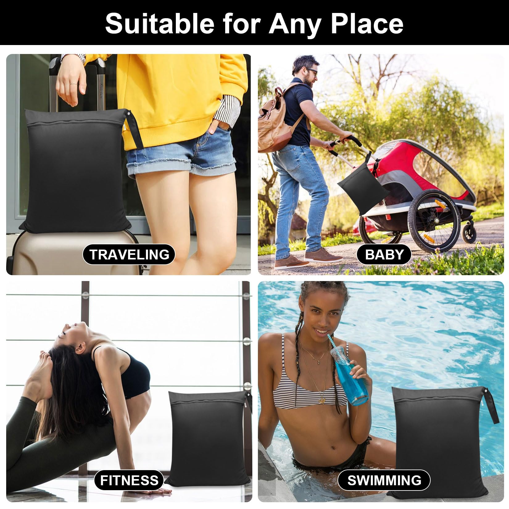 4 Piezas Bolsa Mojada para Traje de Baño y Toallas, Bolsa Impermeable Bañador Mojado Mujer, Bolsas Impermeable para Natación con Cremallera para Trajes de Baño Mojados Playa
