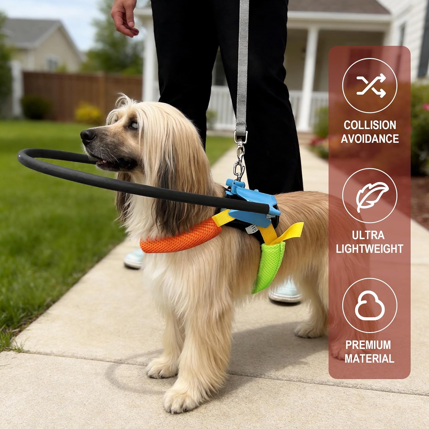 Blind Dog Halo Harness, Adjustable Protective Halo Collar for Blind Dogs,Navigation Assistance for Visually Impaired Pets (XS for 9.5-13.5in)