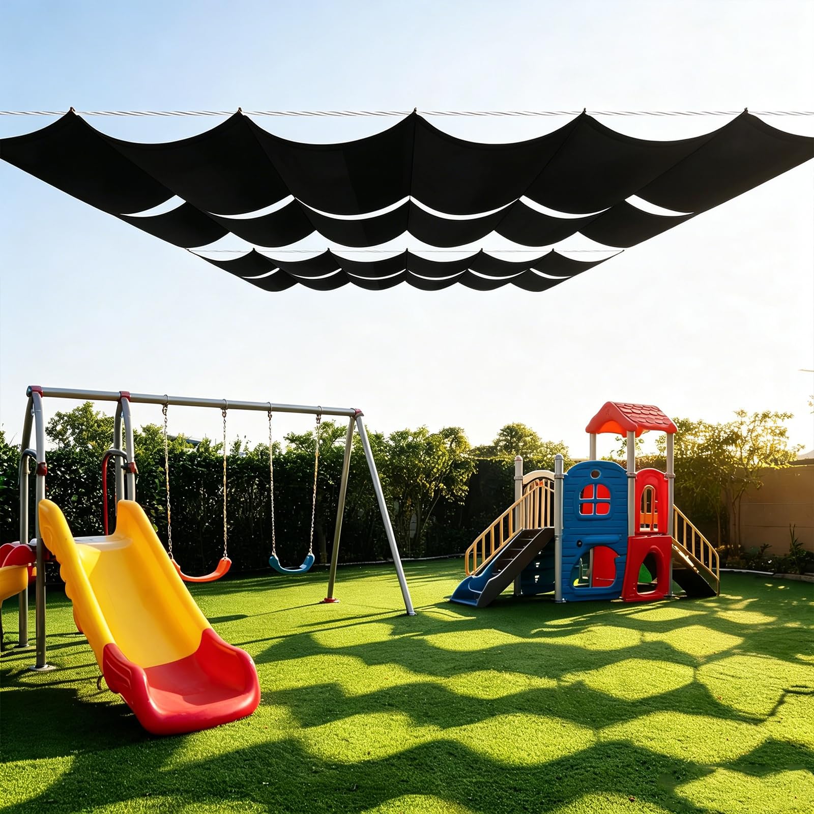 Toile d'ombrage rétractable vague 50x525 cm noire pour pergola et jardin