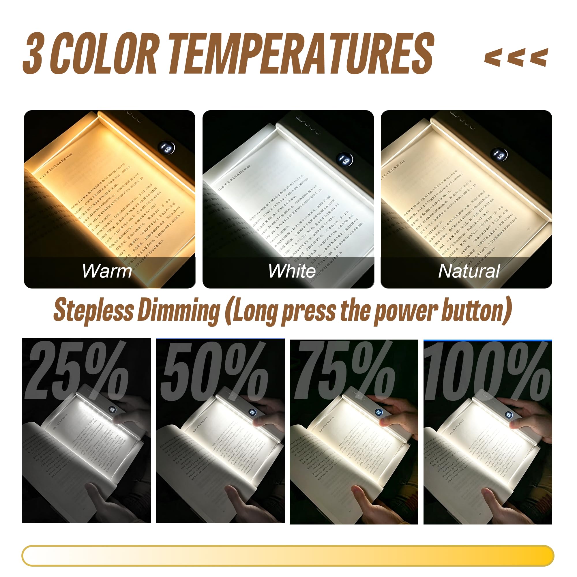 GJD Luz LED 2 en 1 para libro y luz nocturna, luz de lectura plana recargable con temporizador de 3 modos de color para leer en la cama