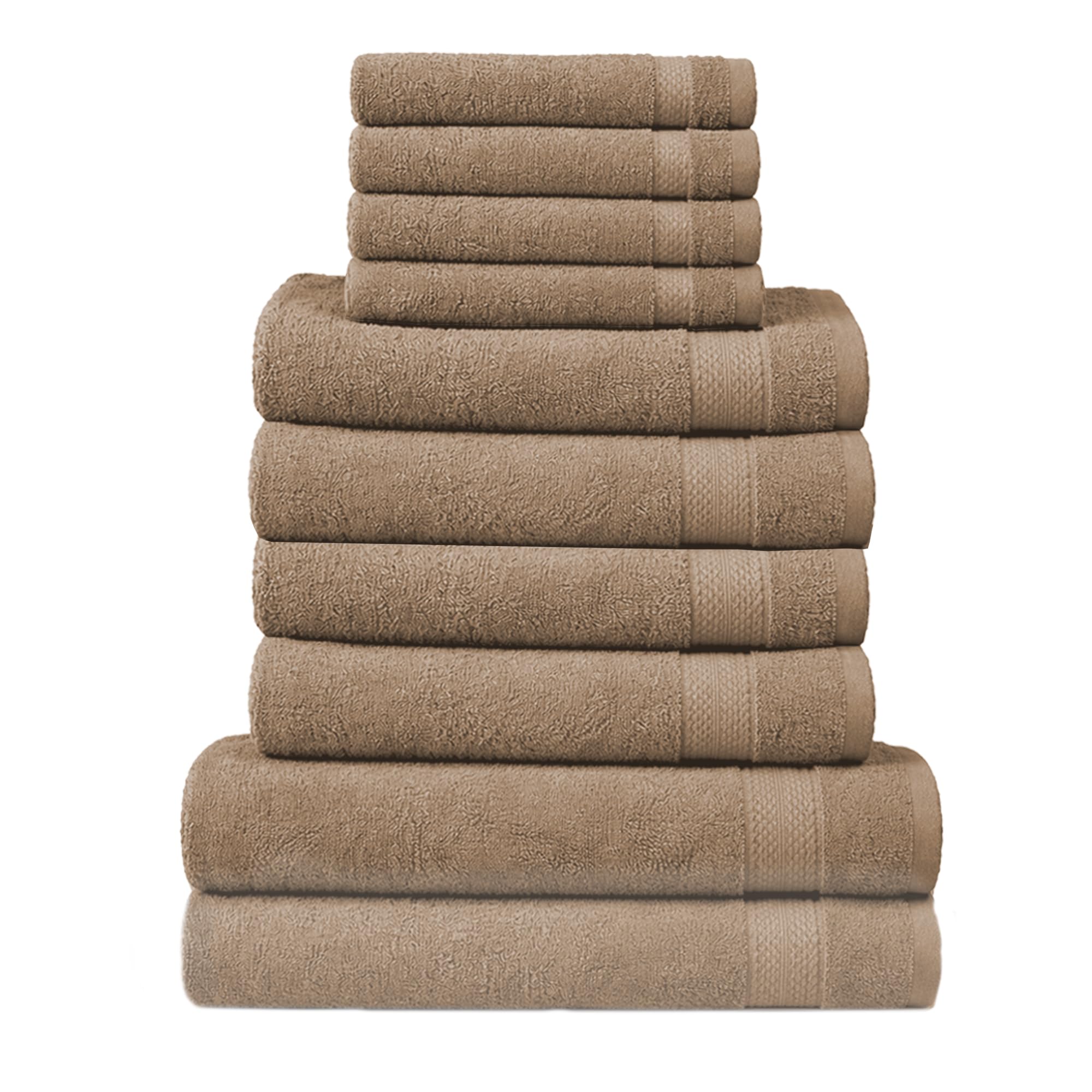 RAYMSTER 10 Piece Egyptian Cotton Towel Set - 2 Bath, 4 Face, & 4 Hand Towels Set for Daily Use - Soft, Highly Absorbent, Quick Dry, and Lightweight - Hotel Spa Quality - 500 GSM (Beige) โ image 1