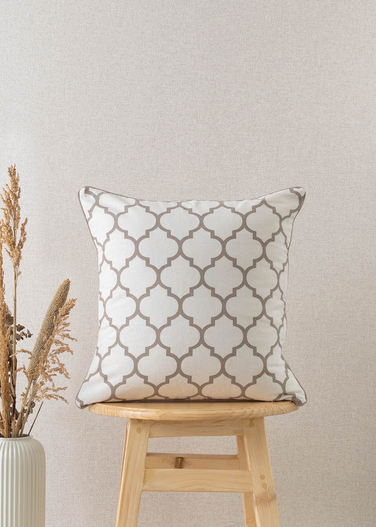 The Yellow Dwelling Moroccan Trellis Walnut Grey Cushion Cover - 16"