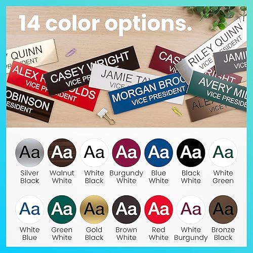 Miniatura 4 de Placa de identificación grabada personalizada de 2 x 8 pulgadas con esquinas cuadradas