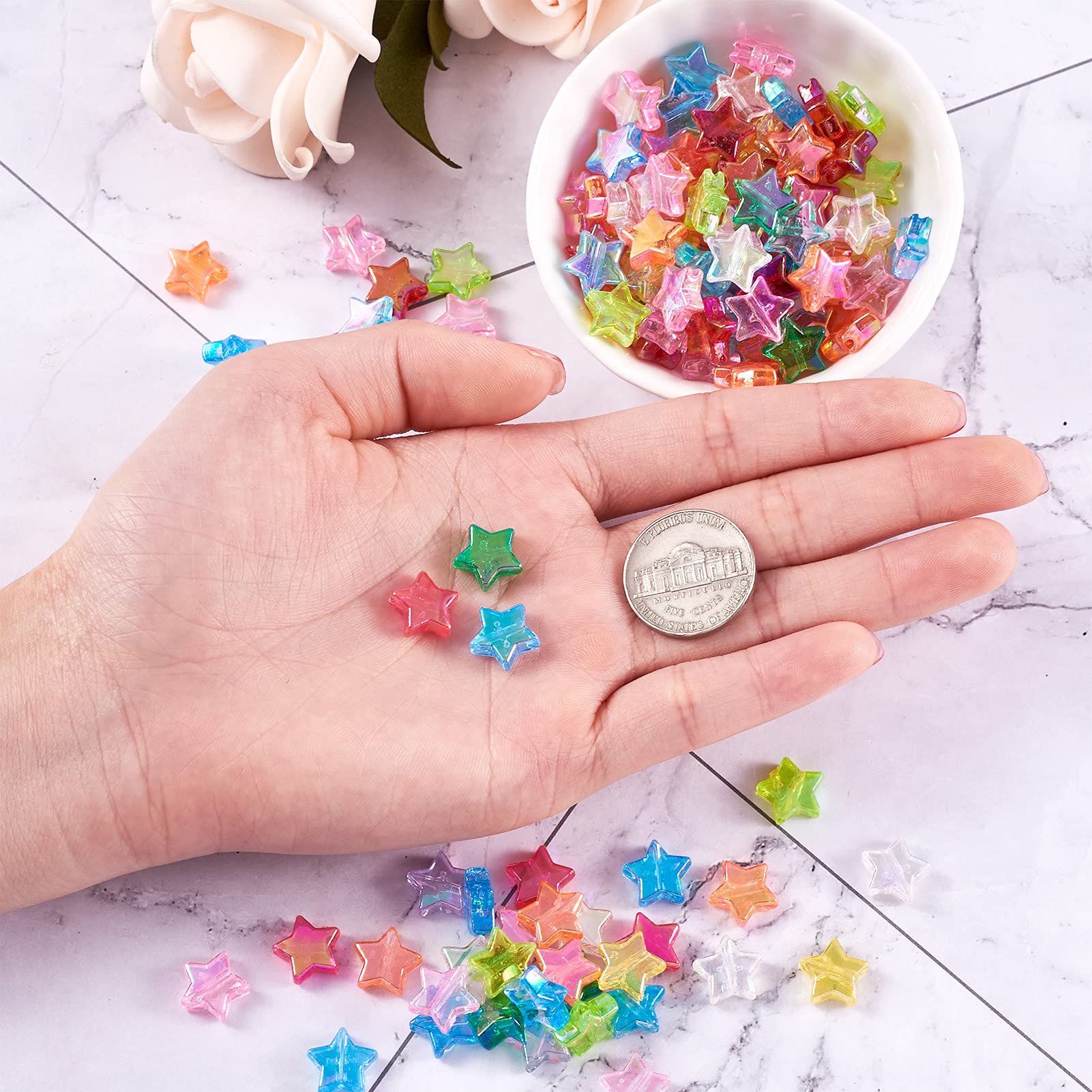 PATIKIL Perles En Forme D'Étoile En Acrylique, 200 Pièces Perles D