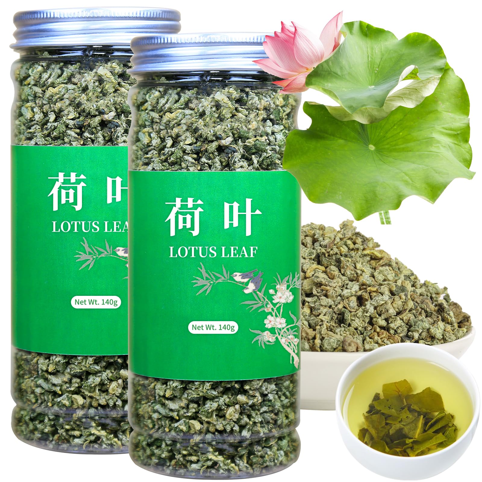 Wanhua Hall Lotus Leaves Tea Dried Lotus Leaf Tea Natural Herbal Tea Loose Leaves No Sugar, No Caffeine 9.88oz/280g 荷叶 荷叶茶