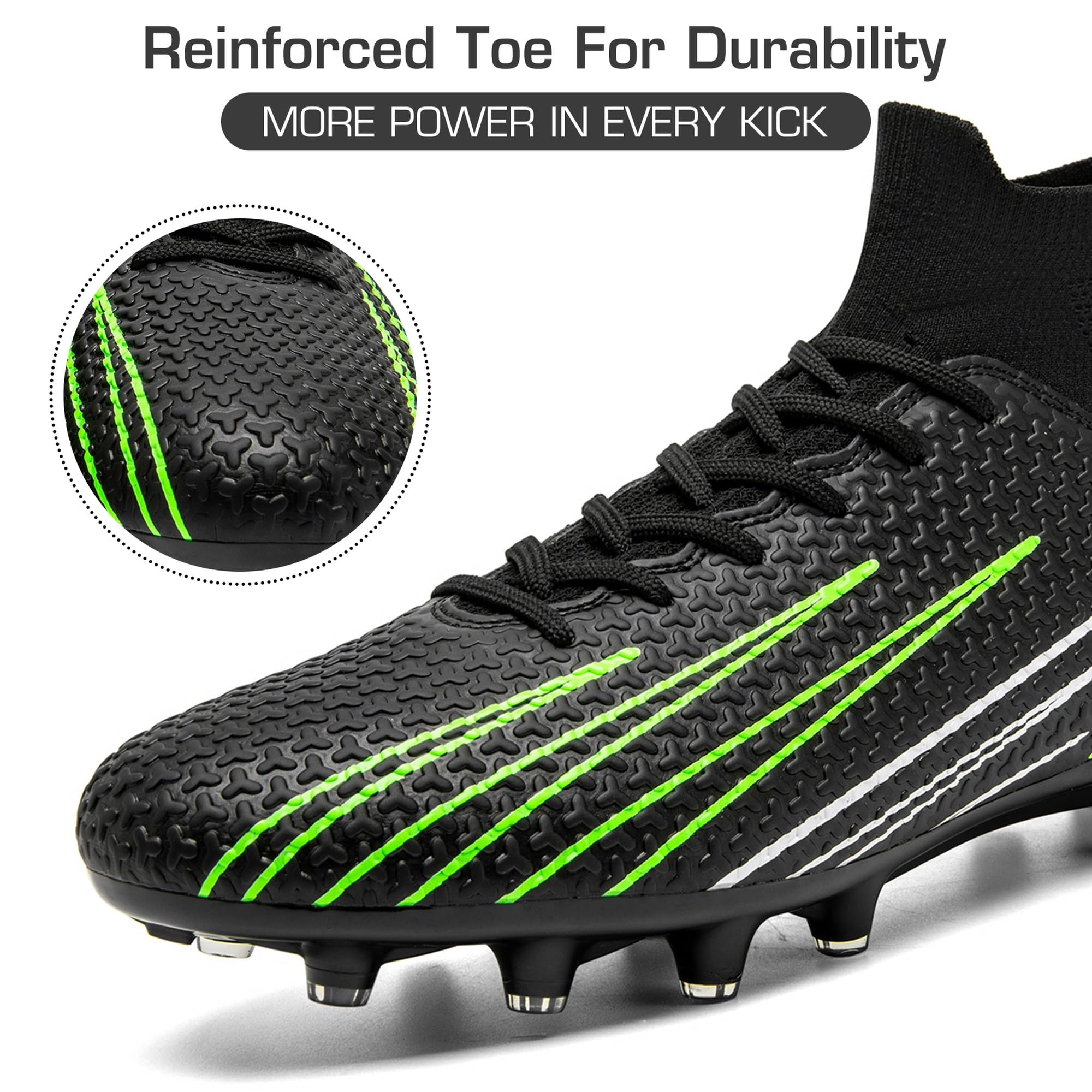 DimaiGlobal Chaussures de Football Montantes​ Crampons Homme Femme Chaussures de Futsal Adolescents Antidérapants pour l'entraînement Chaussures de Sport