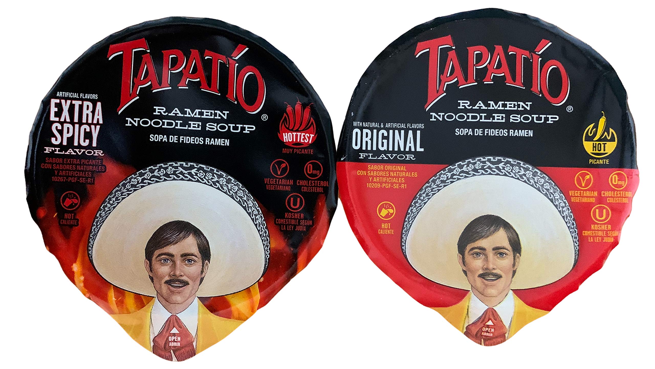 Tapatio Kosher Ramen Noodle Soup Bundle of Hot and Extra Spicy 2.29 oz Each