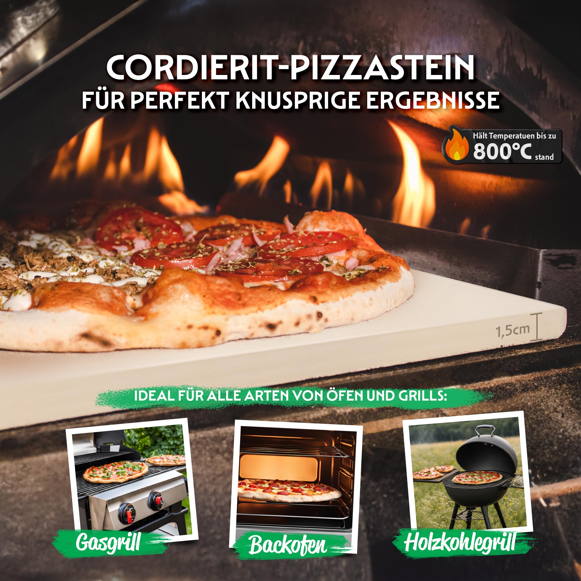 Pizza Lover Juego de piedras para pizza premium para horno y barbacoa, 4 en 1, incluye tijeras para pizza, pala perforada para pizza (anodizado duro), piedra para pizza hasta 800 °C de cordierita +