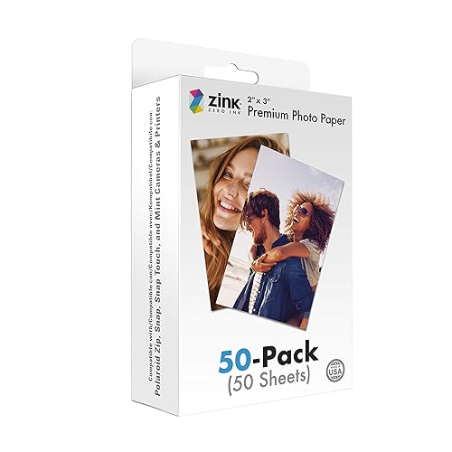 Zink 2"x3" Premium Instant Photo Paper (50 Pack) Compatible with Polaroid Snap, Snap Touch, Zip and Mint Cameras and Printers - 50 Pack - Photo Paper