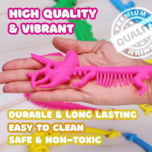 Miniatura 4 de Juguetes de dinosaurio, cuerdas elásticas para niños, juguetes sensoriales divertidos y coloridos de 9 pulgadas para aliviar el estrés, recuerdos