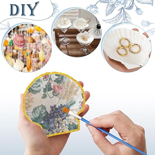 Miniatura 5 de Halloscume Juego de 12 conchas de vieira para manualidades de 4 a 5 pulgadas, conchas grandes naturales blancas con 24 servilletas de papel