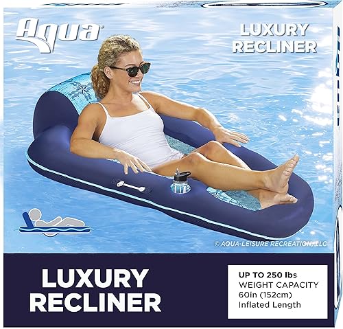 Miniatura 5 de Aqua Luxury - Flotadores inflables de piscina para adultos con reposacabezas, respaldo, reposapiés y portavasos - Varios coloresestilos