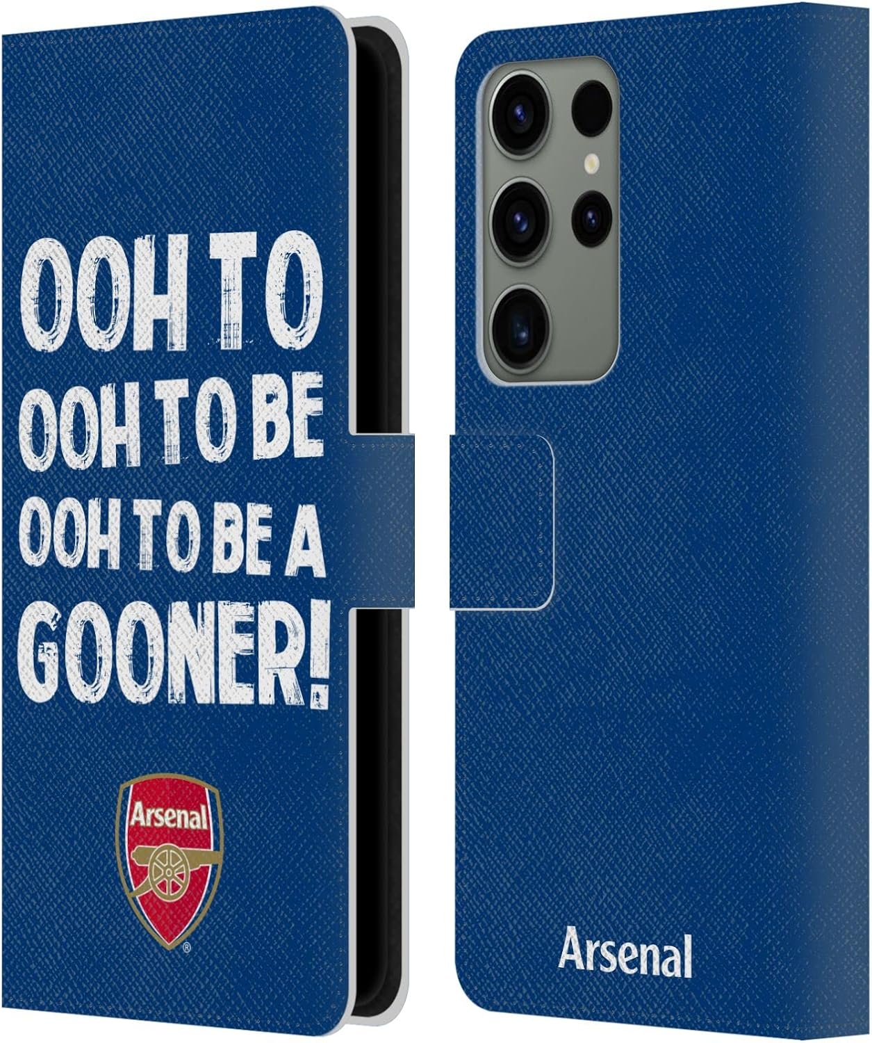 Head Case Designs Officially Licensed Arsenal FC Oooh to Be Gunners Leather Wallet Case Compatible with Samsung Galaxy S23 Ultra 5G
