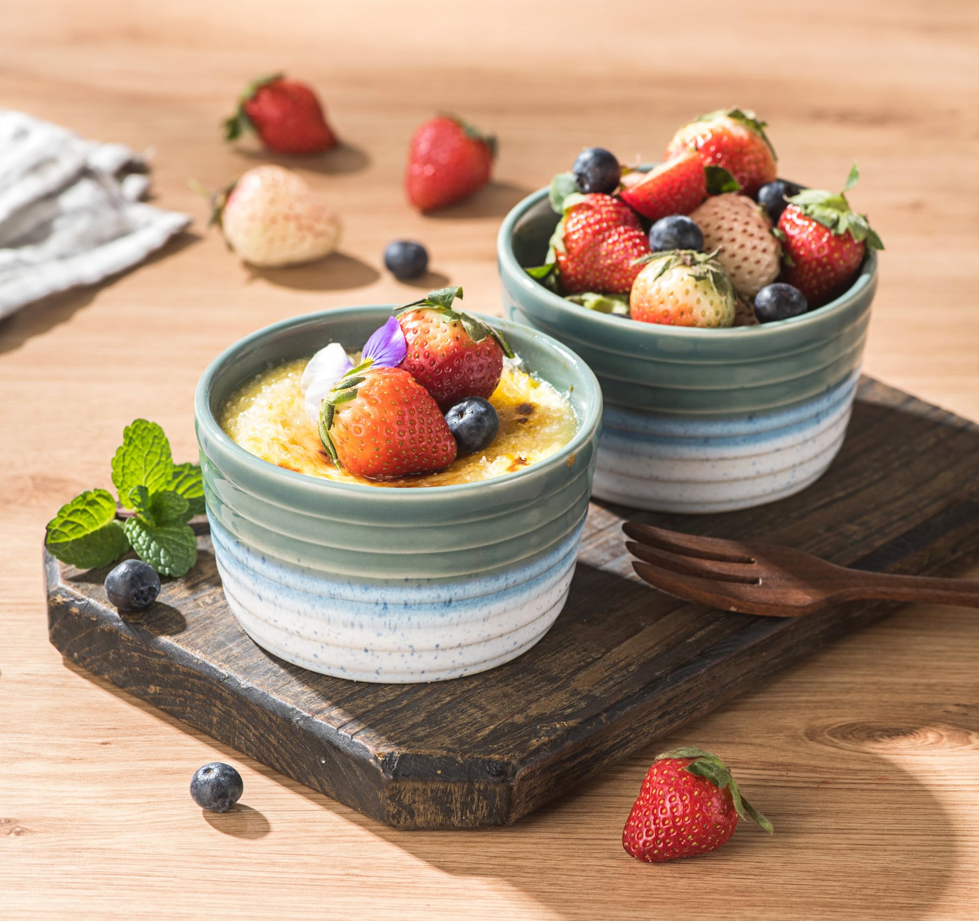 Set 2 Pirottini Ceramica Souffl&eacute; 240ml - UNICASA Per Creme E Dessert