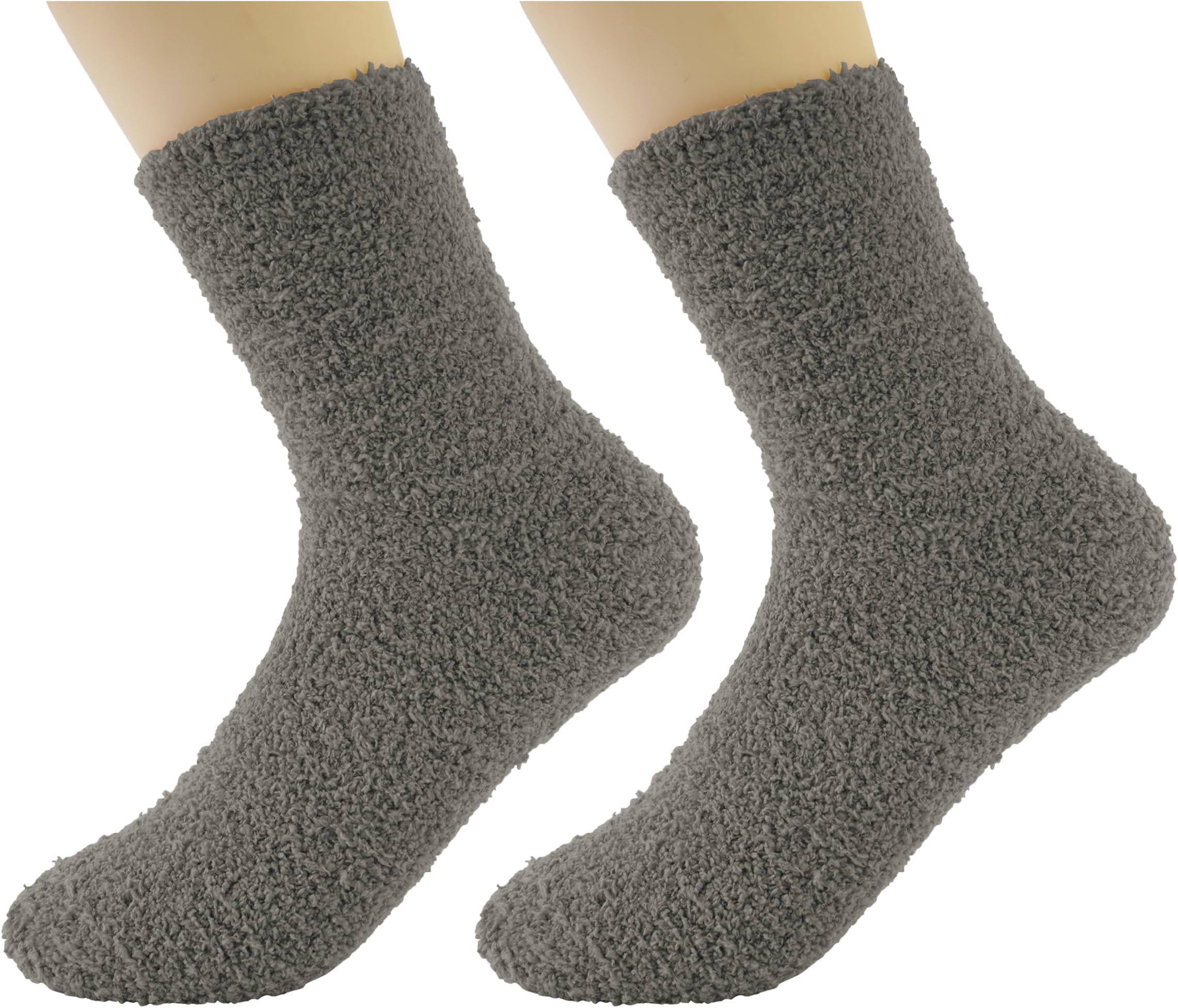 White Fuzzy Fluffy Warm Cozy Slipper Socks for Men - Soft Comfy Fleece Sleep Socks