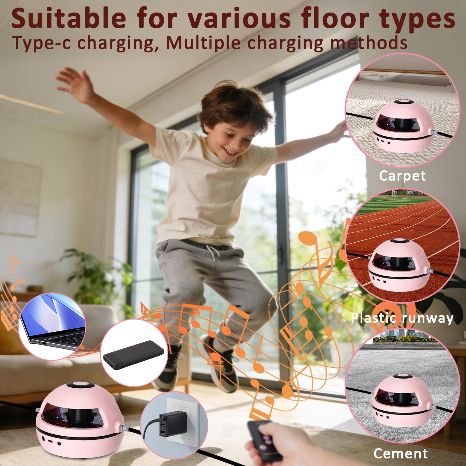 Corde à Sauter Électronique, Machine à Corde à Sauter avec Télécommande, avec 10 Niveaux de Vitesse, Compteur à Affichage LED, Musique Bluetooth, Appareil D'entraînement pour