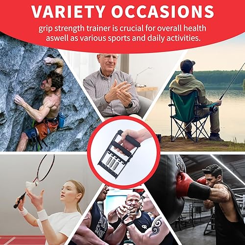 Miniatura 7 de Dinamómetro de agarre de mano de metal sólido, probador de fuerza de agarre de mano de 165 libras, entrenador de fuerza de agarre ajustable con 5