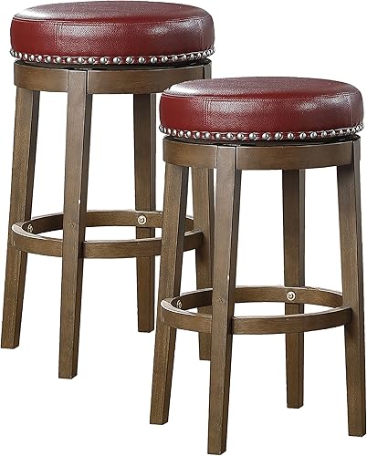 Lexicon Kenmare Taburete giratorio de altura de pub (juego de 2), 29 pulgadas de alto, rojo