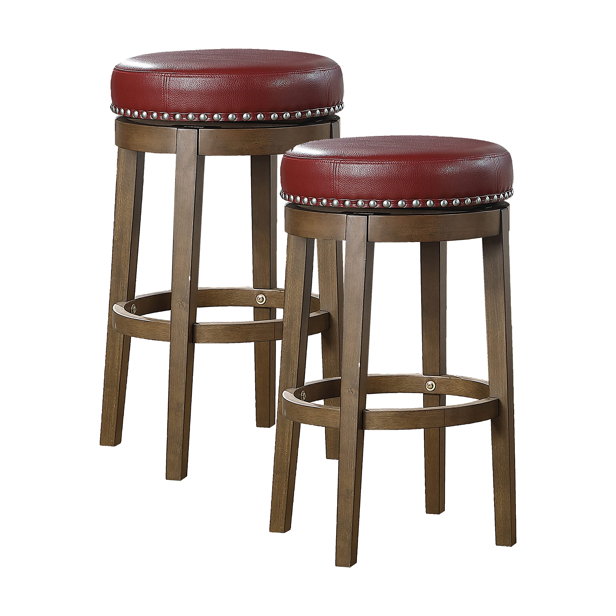 Lexicon Blueridge Swivel Bar Height Stool (Set of 2), 30.5" SH, Red