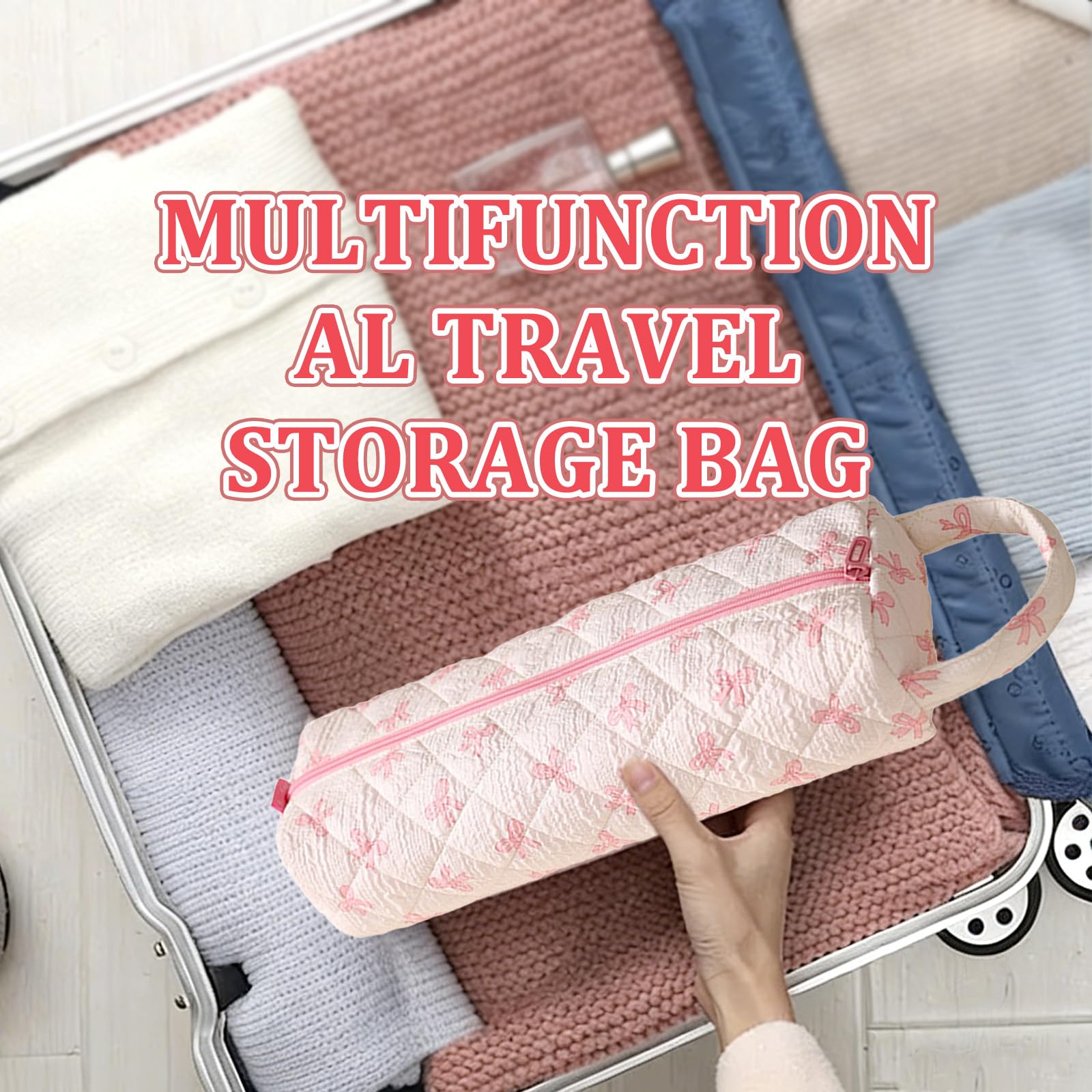 KASESSS Rosa Claro Lazo Bolsa De Almacenamiento De Viaje para Secador De Pelo, Portátil Funda Plancha Pelo Y Rizador, Ligera Bolsas Viaje para Airwrap Styler Herramientas De Peluquería Organizador - 5