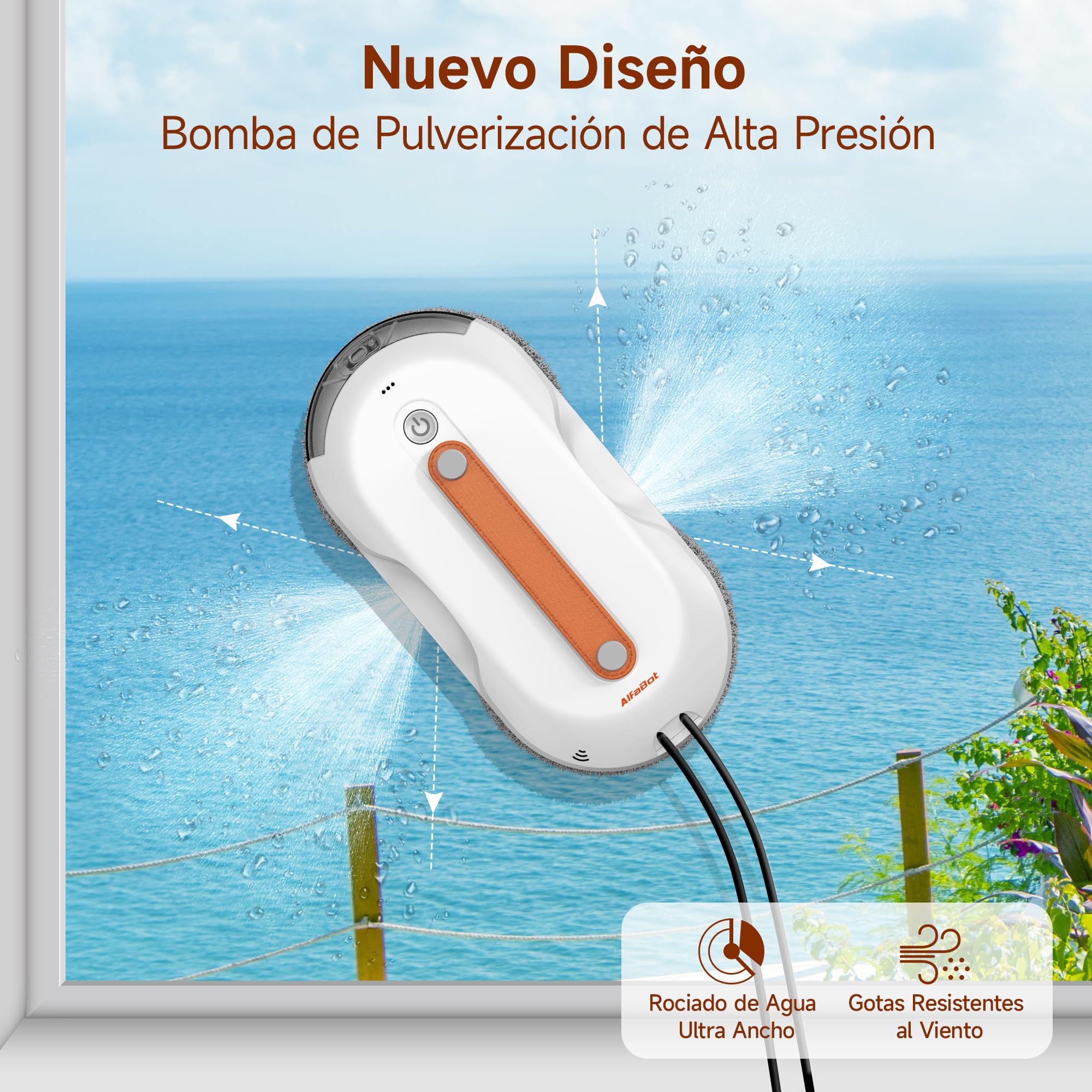 AlfaBot X7 Pro – Robot Limpiaventanas Inteligente - Limpieza sin Rayas para Cristales, Azulejos y Superficies Lisas • Rociado Bilateral • Tanque de Agua Grande