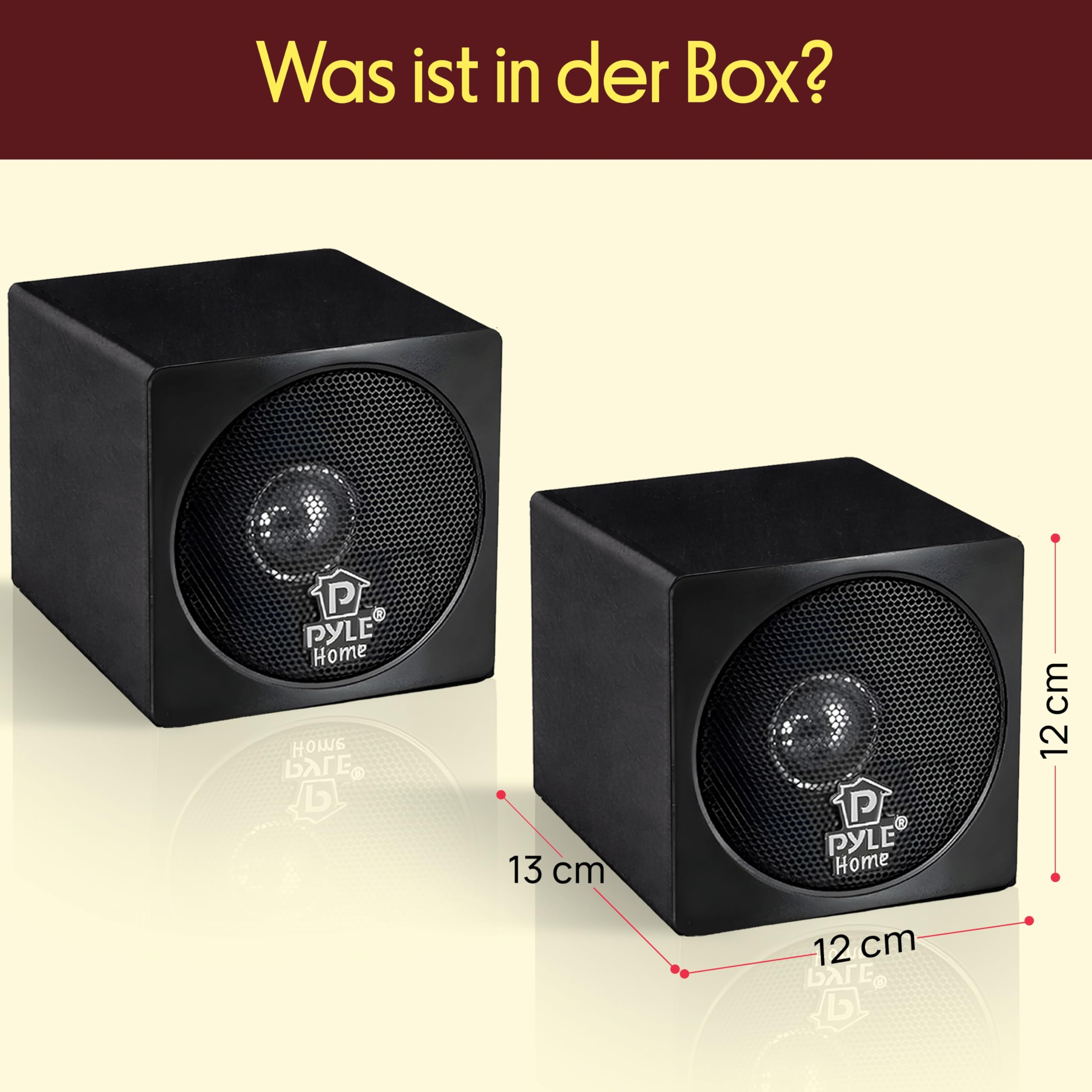 Pyle PC Lautsprecher Boxen Mini, Regallautsprecher Passiv – PC Speaker, Mini Bookshelf Speakers – für PC Boxen, 200W Soundsystem als für Monitor oder TV Lautsprecher, 10,16cm