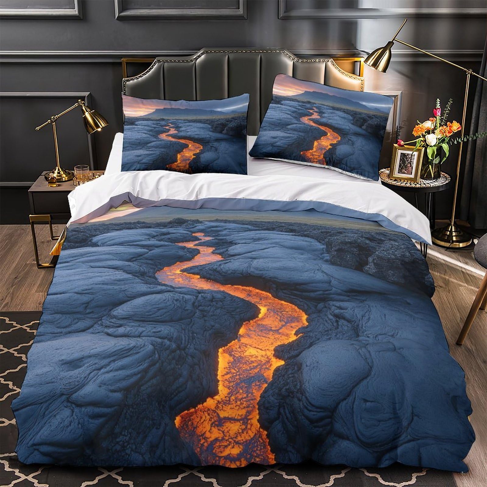 Parure de lit volcanique effet 3D housse de couette ultra douce en microfibre haut de gamme