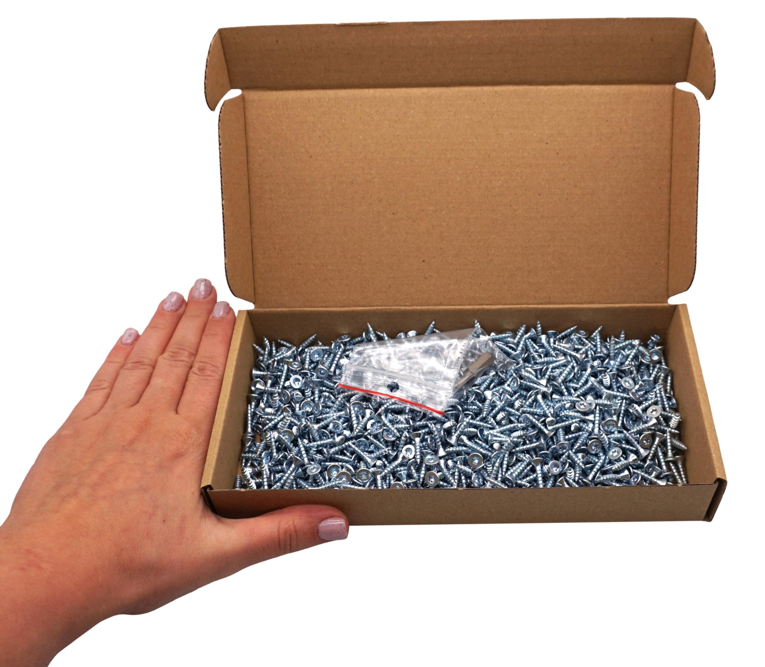 SKIR'CO (1000 pcs) Zinc Plated Steel Wood Screws 3.5 x 16 mm, Torx Head, Countersunk Head, Chipboard Screws, Fully Threaded - Image 4
