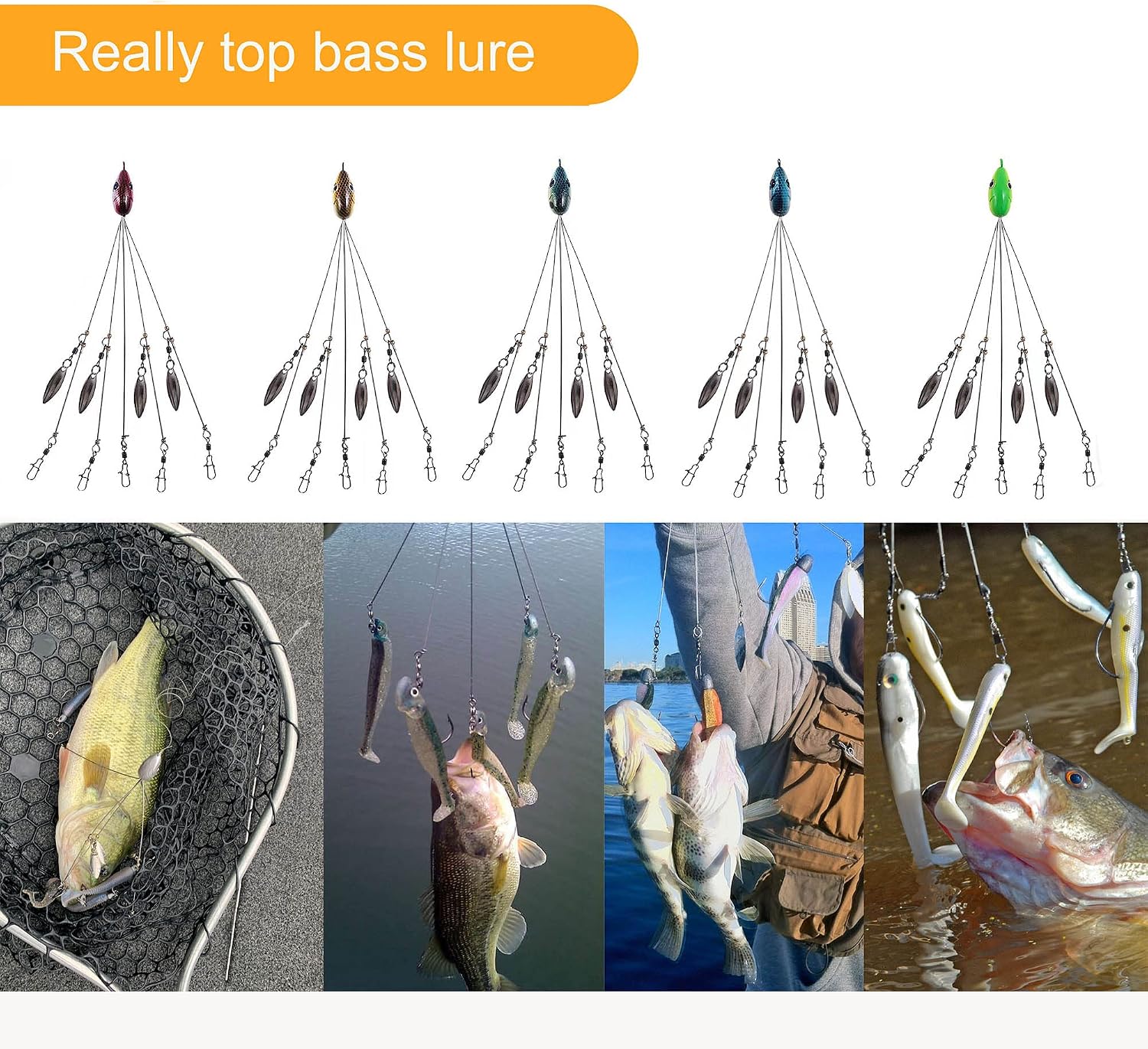 Alabama Umbrella Rigs Fishing Rigs Lure for Fishing Bass Bait Lure 8in 1/2OZ Fishing Bait Rigs