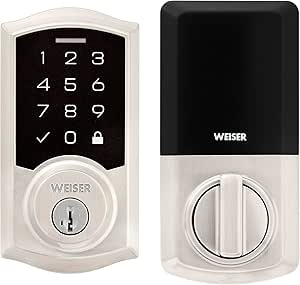 Weiser SmartCode Touchpad Satin Nickel Electronic Door Lock, 10 Digit ...
