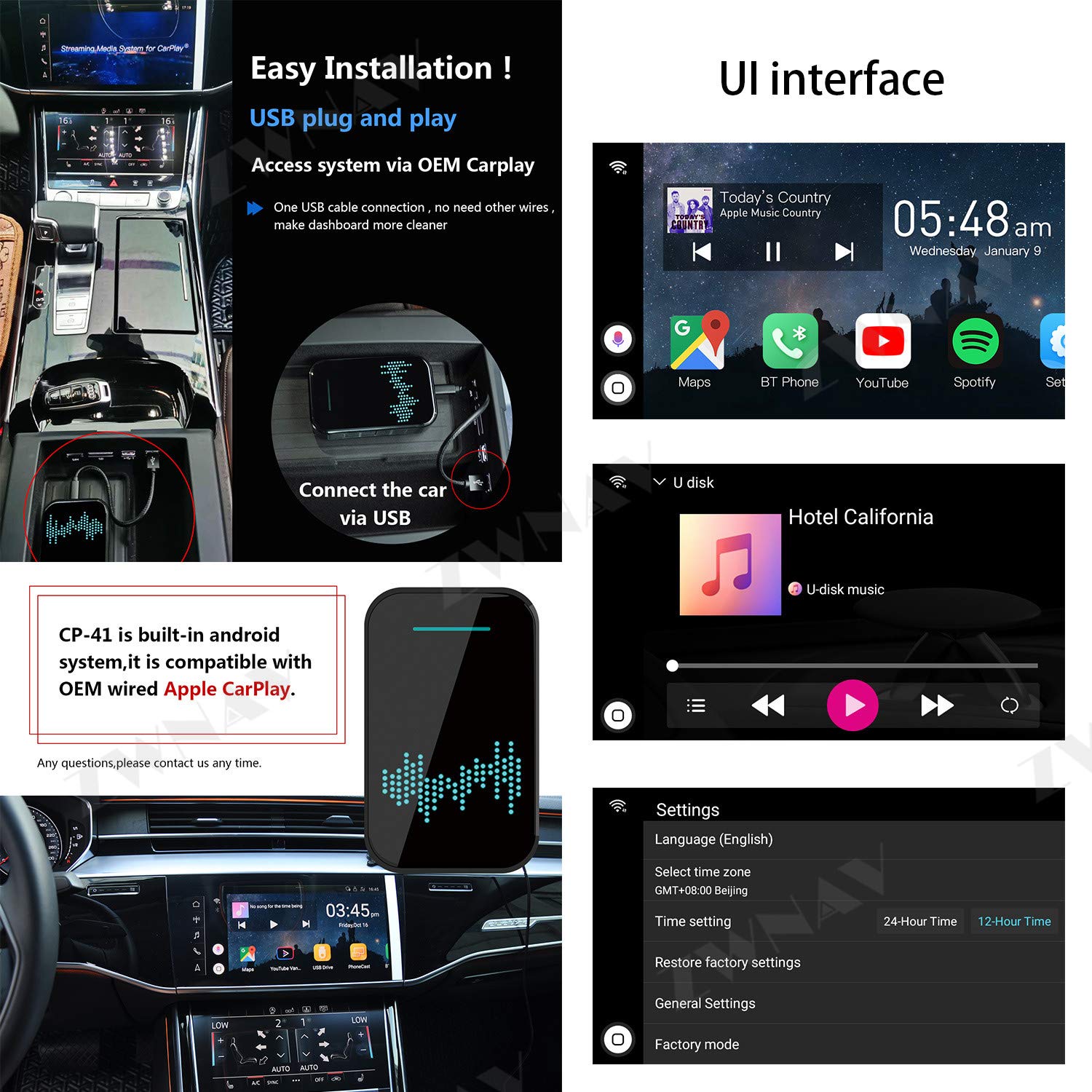 Amazon | ZWNAV Android 9.0カープレイボックス自動ラジオ
