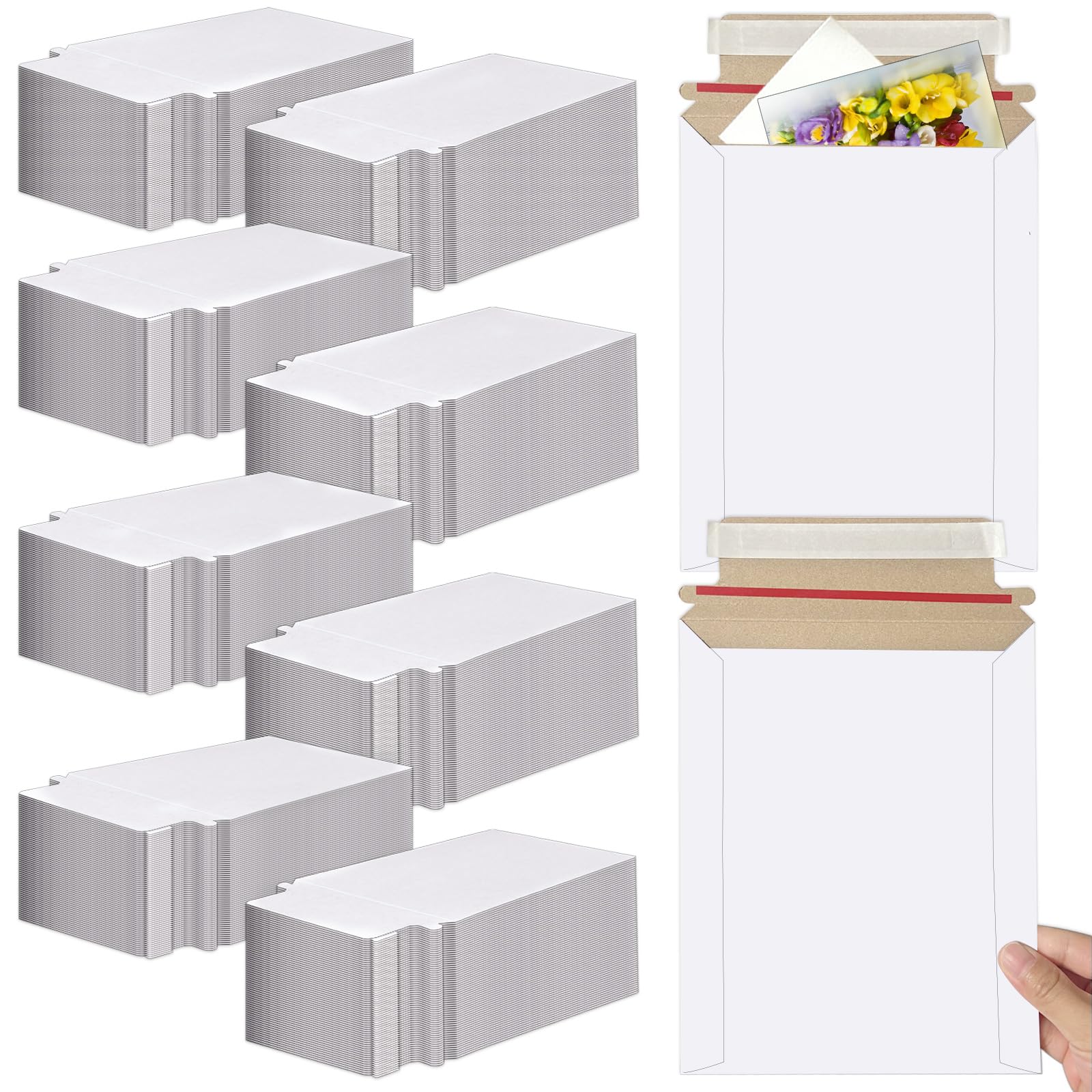 Lot de 220 enveloppes rigides en carton avec fermeture autocollante - 17,8 x 22,9 cm - 250 g/m² - Blanc
