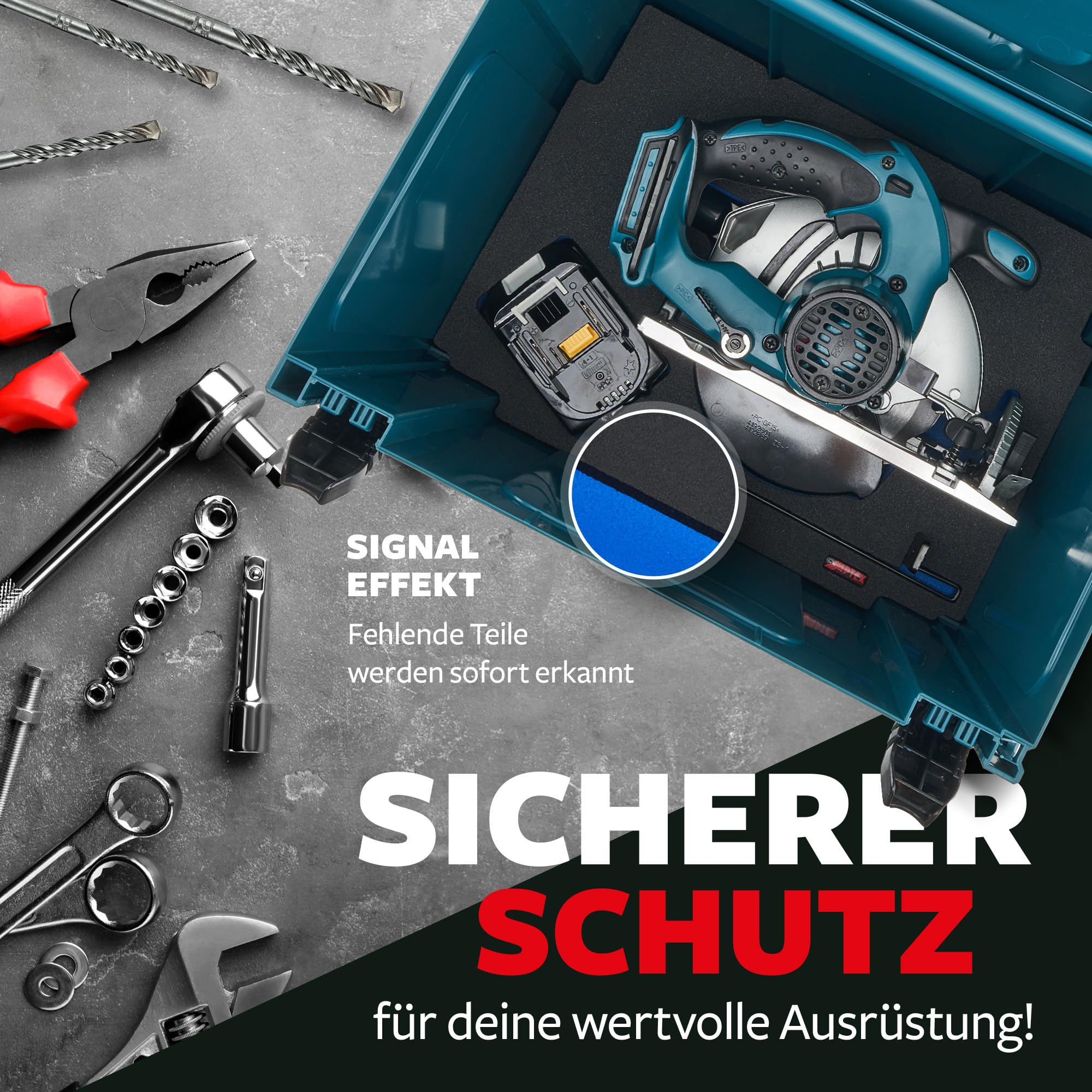 APTEX Schaumeinlage passend für Makita Akku-Handkreissäge DSS 611 für MakPac Gr. 4
