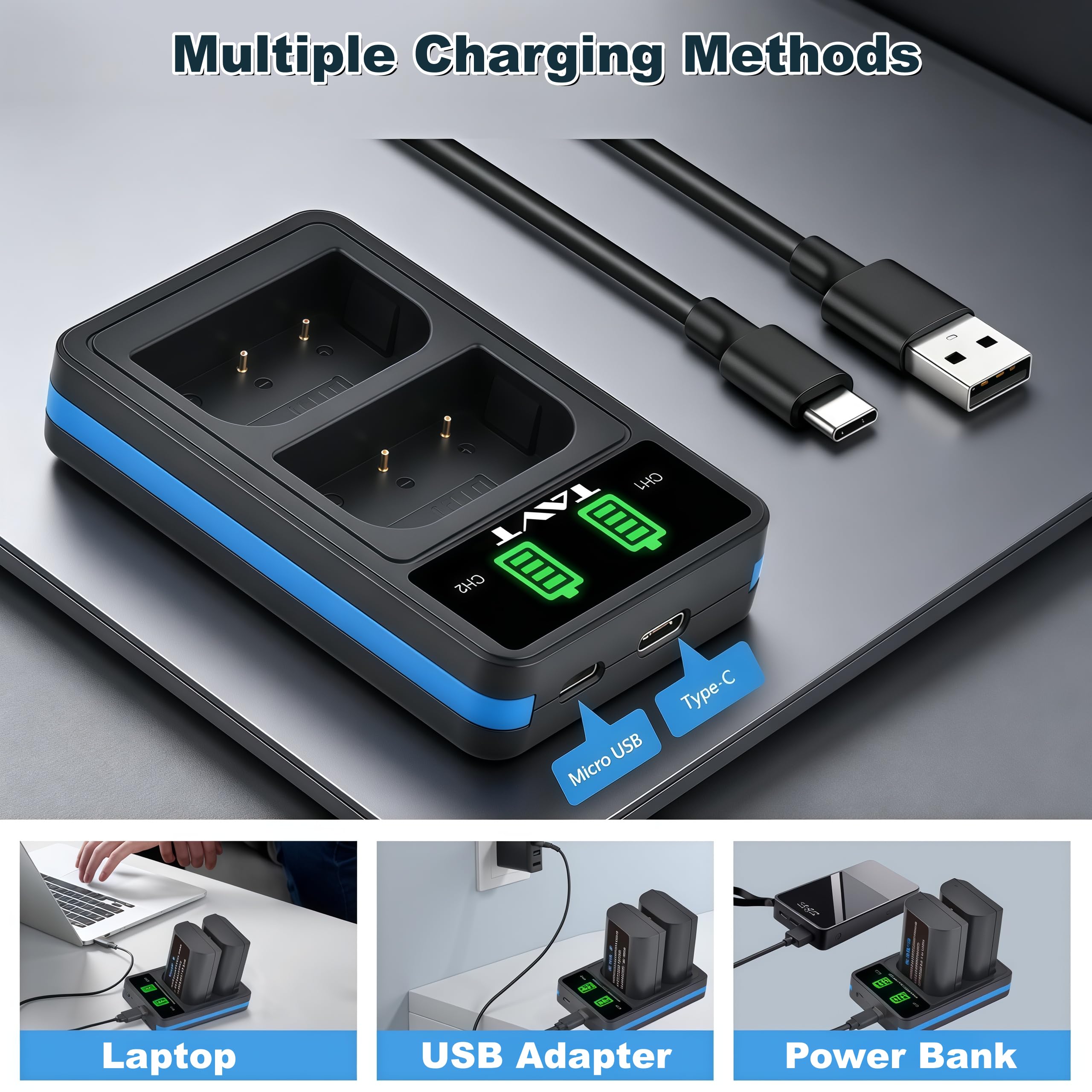 Panasonic Lumix DMW-BLK22 Batterie 2600mAh Chargeur pour DC-S5, S5 II, S5 IIX, S9, GH6, G9, DC-G9 II, GH5 II