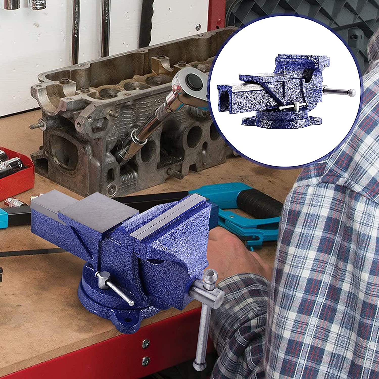 Heavy Duty Table Vice, Swivel Bench Vice Clamp, 5 Inch 6Kg