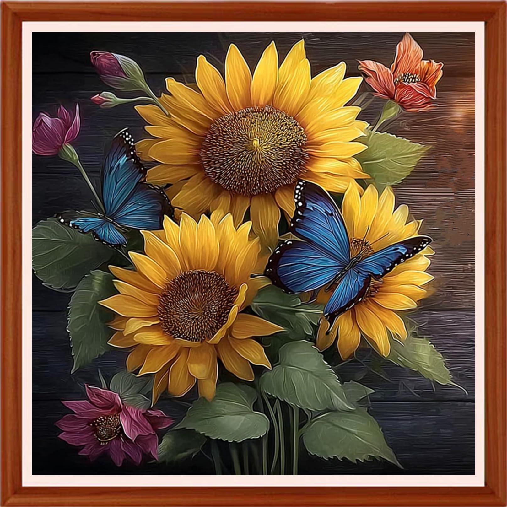 Hopeart Stamped Cross Stitch Kits for Beginner Embroidery Kits for Beginners Adults DIY 11CT Cross Stitch Patterns Needlepoint Kits Crossstitching Kits-Sunflower Butterfly 18x18 inchs