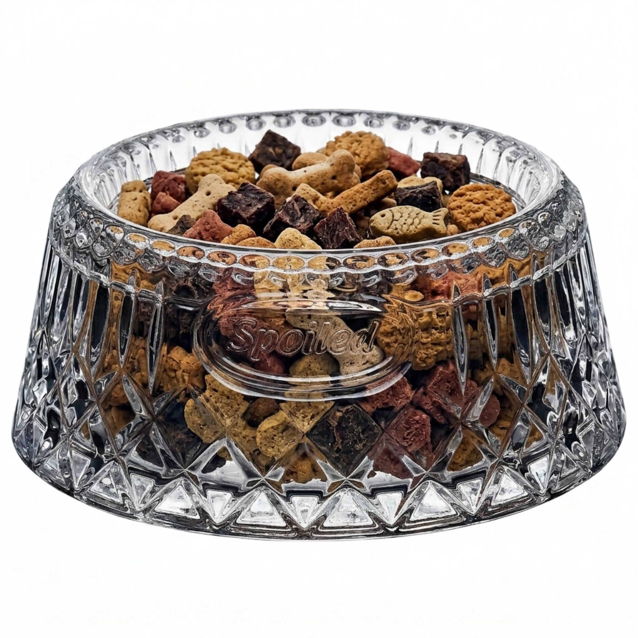 Godinger Dog Bowl, Water and Food Bowls, Crystal Glass, Dishwasher Safe, 8" x 3"