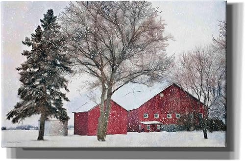 Bluebird Barn - Lienzo decorativo para pared, diseño de granero, 40 x 26 pulgadas