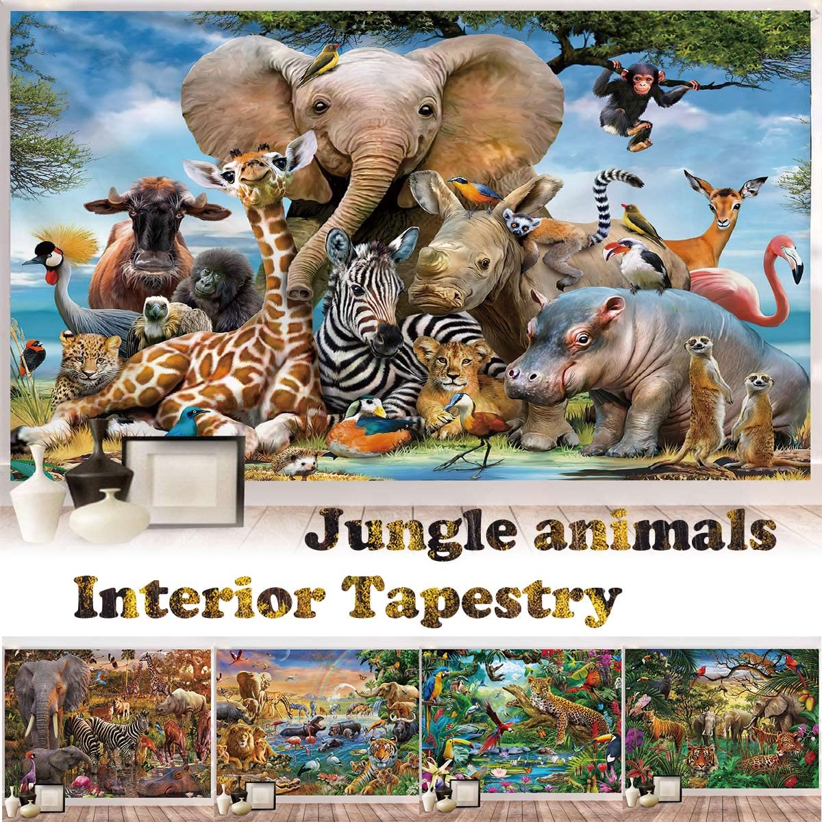 Amazon.co.jp: ND タペストリー ジャングル サファリ 動物 動物園 楽園